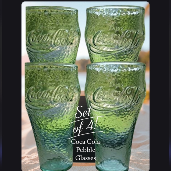 Vintage Coca Cola Pebble Glasses Set of 4 - Picture 1 of 4